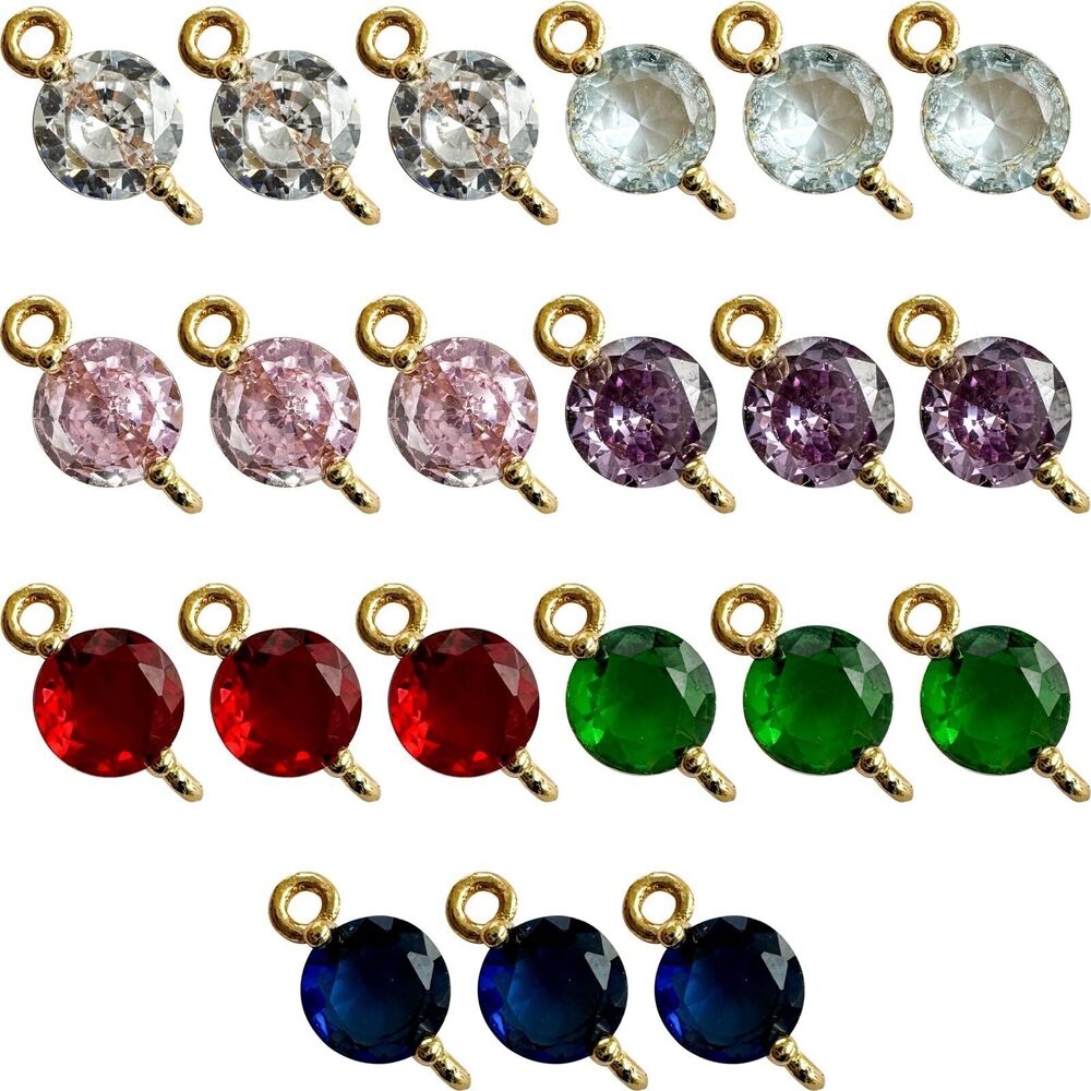 4204 Zirconia 21Pcs Mini Round Connector Charms Mix Crystal Gold Plated